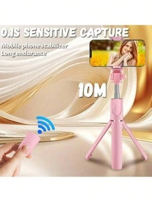 1pc Extendable Selfie Stick With Phone Holder, Tripod Stand With Wireless Remote, 360° Rotation, Compatible With IPhone, Android Smartphones, Suitable For Summer Vacation, Travel, Outdoor Activities, Live Streaming, Stable Video Recording, Travel Vlogging Gear - Multicolor - View 3