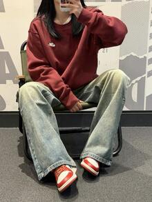 Áo nỉ dài tay cổ tròn thoáng khí Nike Swoosh, nam, màu đỏ đậm - Đỏ sẫm - Xem 9