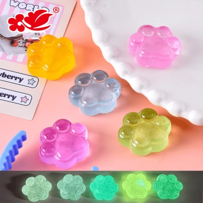 1/5pcs Random Color Mini Resin Cat Paw Model, Mini Toy, Glow In The Dark Animal, Suitable As Holiday Gift, Sock Gift, Party Favor, Prank Game, Landscape Garden Decor