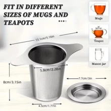2 PIEZAS Filtro de té - Equipado con filtros de malla duraderos con doble asa, tamaño perfecto, fácil de agarrar, gran capacidad, diseño ergonómico para té suelto, especias, ideal para el hogar, la oficina y las fiestas de té, la cocina, infusor de té de hierbas, estante de almacenamiento de bolsas de té de hierbas, colador de té, filtro de cocina, filtro, taza, tamizado - Multicolor - Ver 3