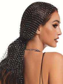 女士闪亮水钻派对头饰，网状设计，无需电源 - 适合夜店、锐舞派对、化装舞会等场合 - 展现女性魅力 - 佩戴方便，持久闪亮，节日头饰 - 彩色 - 查看 7