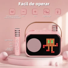 JYX D58 Máquina de Karaoke para Niños y Adultos, Mini Altavoz Portátil de Karaoke Bluetooth con 2 Micrófonos Inalámbricos - Rosa - Ver 4