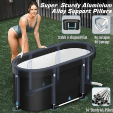 Oval Foldable Ice Bath Tub For Athletes: Portable Tub For Home Gym & Outdoor Training - Black - View 5
