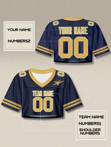 Áo nỉ nữ crop top bóng đá màu xanh hoàng gia thiết kế riêng, in hình thành phố theo phong cách đường phố, có thể tùy chỉnh tên và số, thiết kế miễn phí, giao hàng nhanh, thiết kế vai rớt. - Xanh đậm - Xem 2