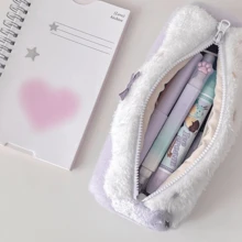 1pc New Cream Swiss Roll Plush Pencil Case, Cute Student Large Capacity Desk Stationery Box Pencil Bag - Swiss Roll - View 3