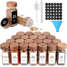 24 Spice Containers With Funnel, Plastic Spice Bottles, Spice Jars With Labels, Spice Containers For Spice Racks, Drawers And Cabinets Spice Jars For Spice, Herbs And Seasoning Powders, Indoor/Outdoor Use - BBQ Accessories, Camping Essentials, Outdoor Wedding Party Birthday Christmas Gifts Bamboo/Wood/Glass Spice Jar Set Collapsible Funnel, Spice Storage Bottle, Christmas Party Supplies, Family Dinner - Trong sáng - Xem 1