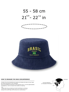 1 chiếc mũ tai bèo cổ điển unisex đã qua xử lý - Họa tiết quốc kỳ Brazil và 5 sao - Có các màu sắc trầm (đen, xanh navy, xám, kaki) và màu sắc rực rỡ (đỏ tía, vàng cam) - Mũ tai bèo mềm mại kiểu "denim" phù hợp cho người hâm mộ bóng đá và làm quà tặng. - Cổ điển - Xem 7