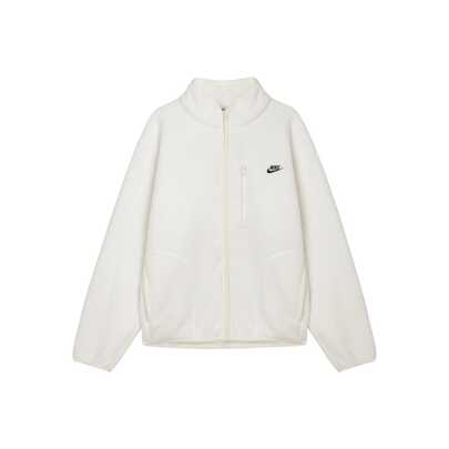 Nike Club Casual, Stylish, Minimalist Zip-Up Long-Sleeve Fleece Jacket For Men, White