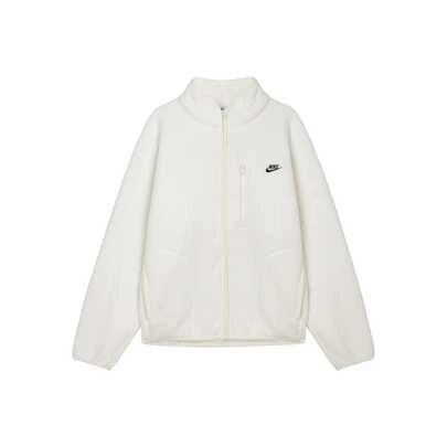  Nike Club 休閒時尚簡約拉鍊長袖抓絨衣 男款 白色