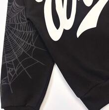 SP5DER Men/Women Hoodies Graffiti Number 5 Print Hoodie Unisex ,Y2k Streetwear Oversized Hooded Pullover Pocket Sweatshirt - 黑色 - 查看 10