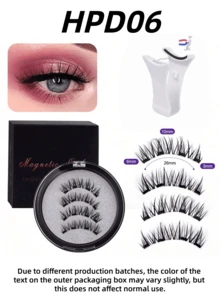 一套4件磁性眼线笔和磁性假睫毛套装 - 自然逼真可重复使用的磁性狐狸眼假睫毛，增强并拉长睫毛。（如果您不知道如何佩戴，请打开附带的视频。）假睫毛，万圣节，3D卷翘蓬松，无需胶水，佩戴舒适。强力磁铁，自然睫毛，假睫毛。 - 黑色 - 查看 14