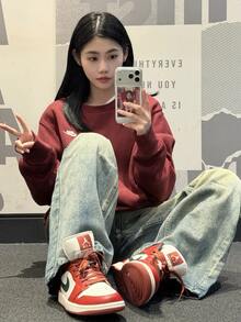 Áo nỉ dài tay cổ tròn thoáng khí Nike Swoosh, nam, màu đỏ đậm - Đỏ sẫm - Xem 6