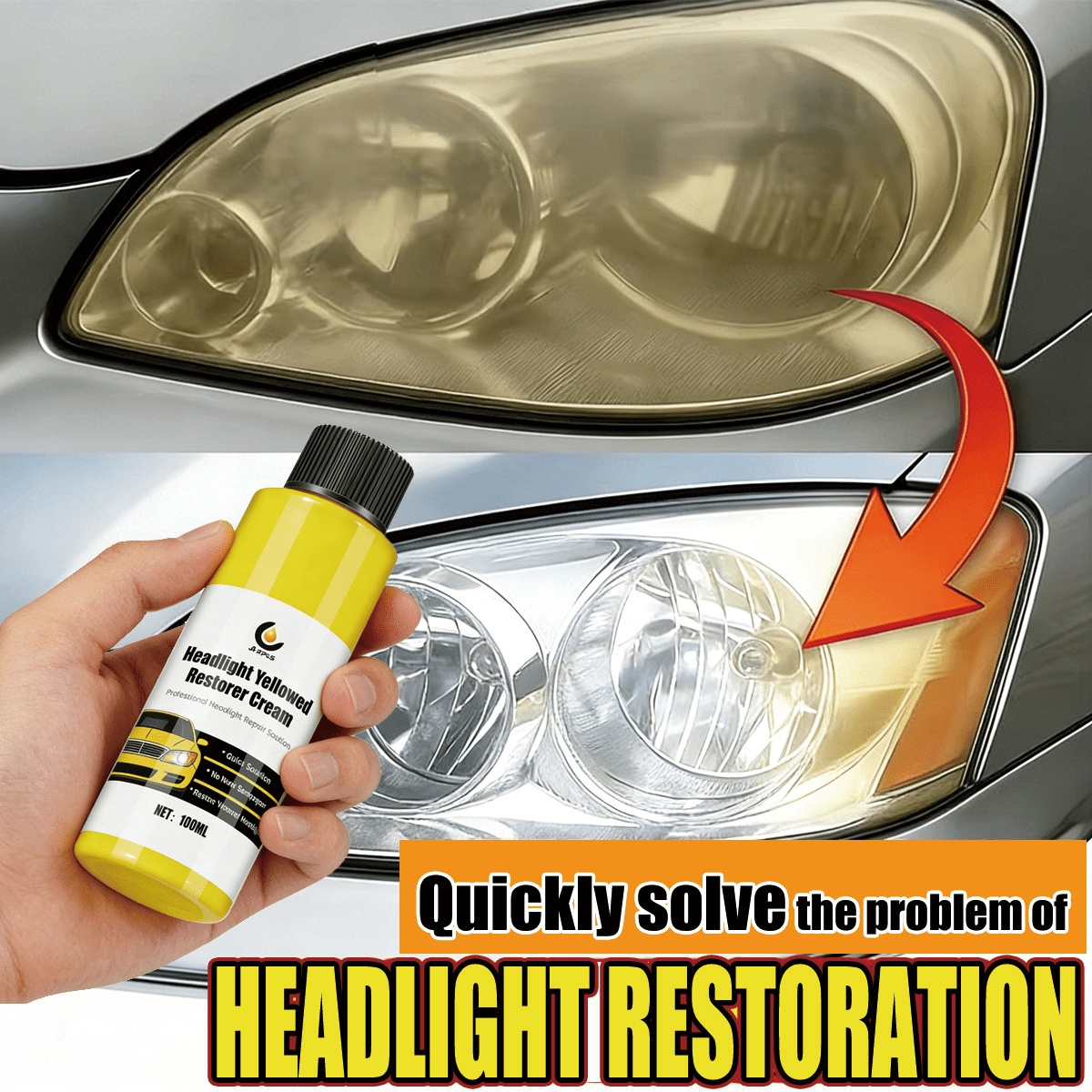 3支装 HGKJ JB-XPCS-YT112 车灯修复膏 – 瞬间恢复车灯的清澈光泽，去除泛黄和划痕（可配合电动抛光机使用）。本配方可在数分钟内去除氧化层、变色和划痕。 - A - 查看 6