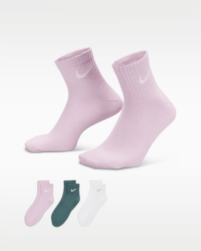 Nike 3-Pack Unisex LTWT ANKLE Socks, Style SX7677-902