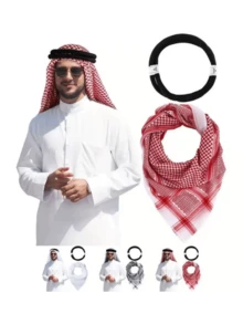 Arabic Headscarf And Headband Combination, Dubai Saudi Arabia Fashion Middle Eastern Men's Headscarf - Multicolor - View 1
