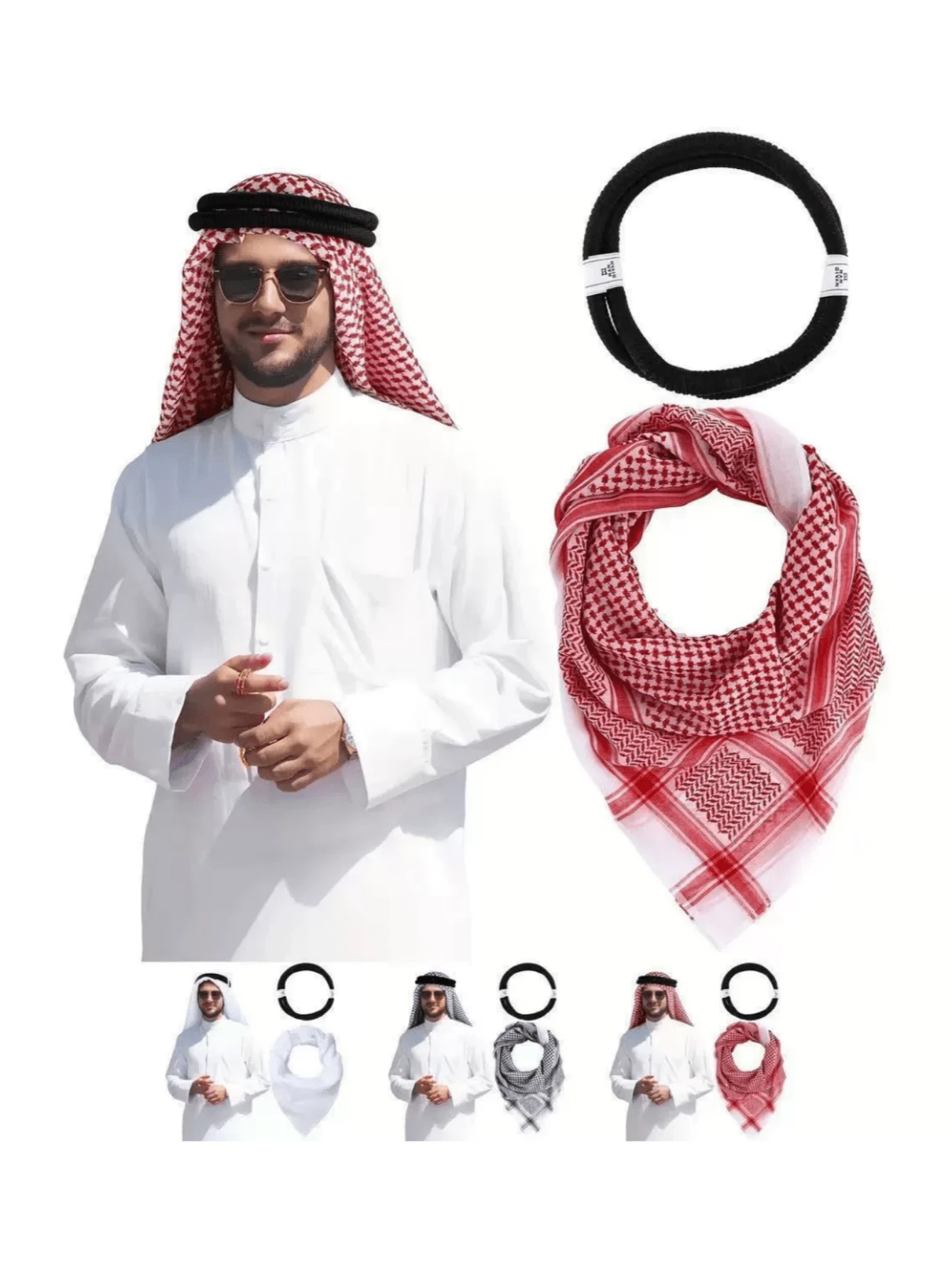 Arabic Headscarf And Headband Combination, Dubai Saudi Arabia Fashion Middle Eastern Men's Headscarf - Multicolor - View 1