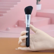 ZHENZITAI 1支桃形高光刷、1支舌形遮瑕刷、1支多功能腮红刷、便携式化妆工具 - 黑色 - 查看 3