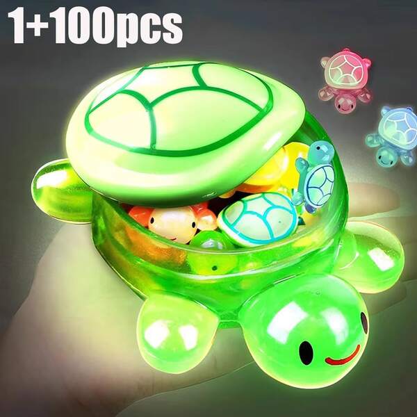 Resin Turtle Night Light Decor - No Power Or Battery Needed Outdoor Decoration - Multicolor Glowing Handmade Plastic Model - Comes With Large Storage Box, Glowing Mini Sea Creature, Suitable For DIY, Nail Art And Home Decor, Fairy Garden, Miniature Landscape, Dollhouse Decoration, Vibrant Colors