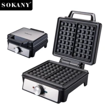 SOKANY 08025 Multi-Function Electric Waffle Maker For Home Use, High Power, Double-Sided Heating, Knob Control, Adjustable Temperature, Indicator Light, 2 Non-Stick Waffle Plates, Aluminum Material, Suitable For Homemade Waffles, Cakes, Sandwiches, Burgers, Pizza, And Children Cookies - View 4