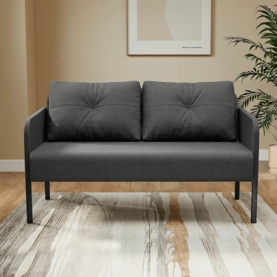  Petit canapé 2 places Fabulcozy avec dossier haut confortable et pieds en métal, 110 cm, canapé d'angle/canapé deux places, canapé moderne pour salon, chambre et balcon/terrasse