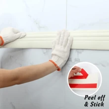 1pc 2m/78.74in Self-Adhesive Baseboard Wall Sticker, 3D Skirting Board Decor Wallpaper For TV Background, Easy To Install And Remove Flooring Corner Trim Sticker For Home - Multicolor - View 5