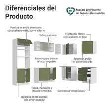 Cocina Integral Completa Modular Madesa Vik 399cm BV - Blanco y Verde - Ver 4