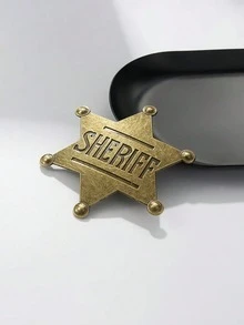 警徽，复古金属星形警徽，西部牛仔徽章，派对礼品用品，衬衫和夹克装饰配件，西部风格服装角色扮演道具配件，送给家人和朋友的完美礼物 - 彩色 - 查看 2