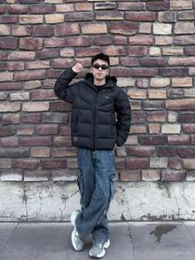 Nike Storm-FIT Windrunner 防風拒水時尚連帽拉鍊長袖麵包羽絨外套 男款 黑色 - 黑色 - 查看 9