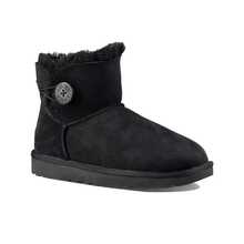 UGG Bailey Button II Button II Boot 羊皮 保暖防滑包裹性 加絨 休閒舒適 短筒 雪靴 女款 黑色 - 黑色 - 查看 4