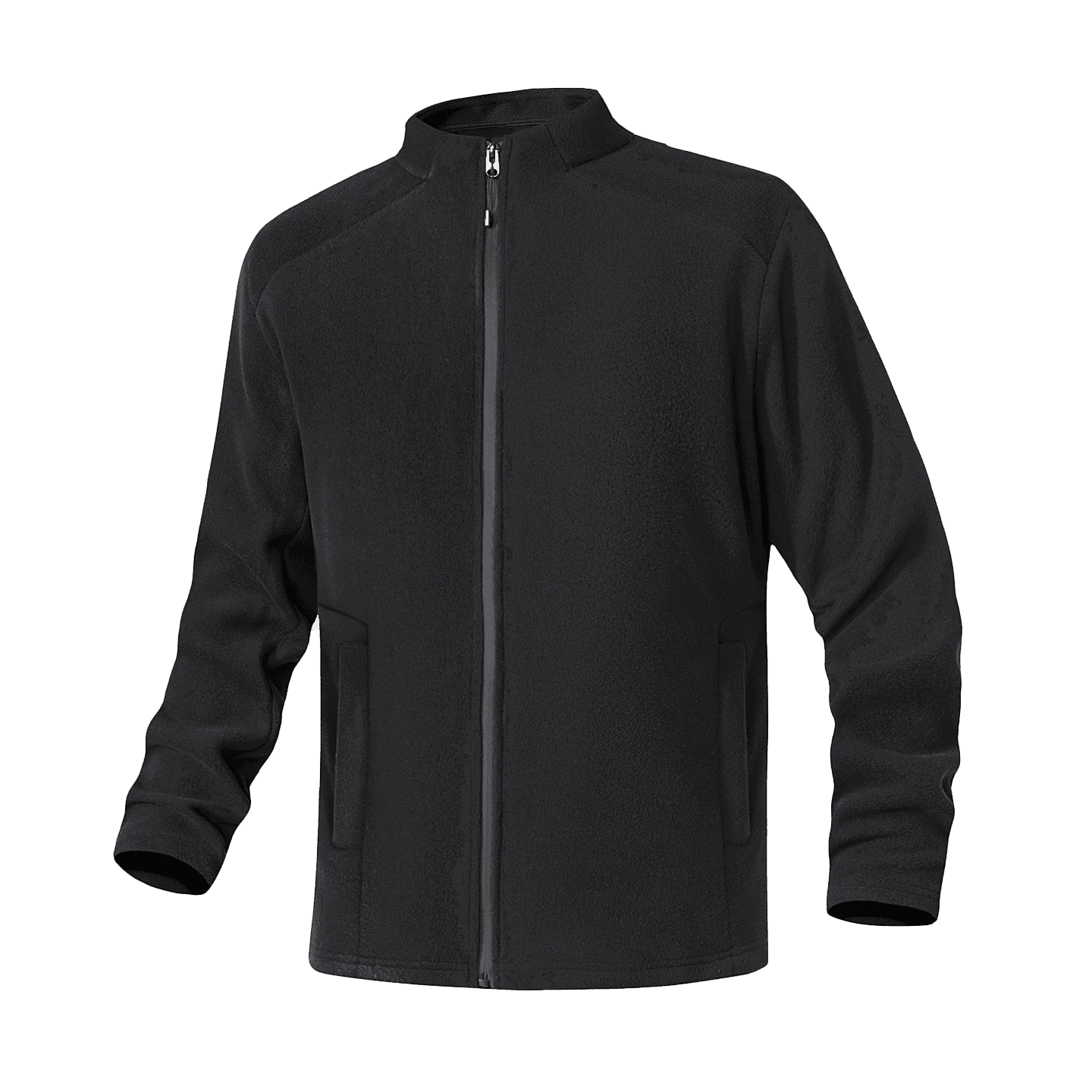 TIANXICO Men's Fleece Jacket Full Zip With Pockets Warm Lightweight Winter Jacket Running - Black - View 1