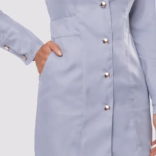 Jaleco Feminino Gabardine Botão Manga Longa Oli - Cinza Claro - Visão 5