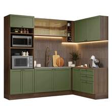 Cocina Integral Completa Modular Madesa Vik 399cm MV 01 - Marrón y Verde - Ver 2