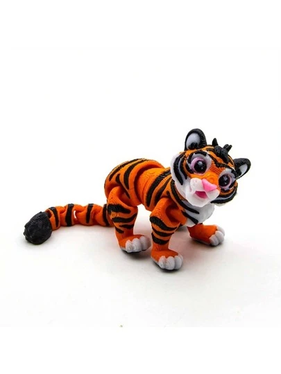 Figura de tigre móvil impresa en 3D - Articulaciones ajustables, adecuada para decoración del hogar, fiestas festivas, accesorios de automóvil y decoración de habitaciones