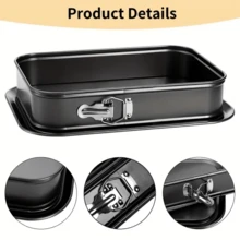 High-Quality Non-Stick Carbon Steel Springform Cake Pan Featuring A Removable Base, Designed To Be Leak-Proof And Easy To Clean, Ideal For Making Cheesecakes, Brownies, And Festive Cakes During The Holidays, Equipped With A Secure Latch - Grey - View 2