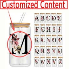 1pc Letter & Flower Pattern Tumbler Cup, 16oz With Straw & Lid, Birthday Gift For Girlfriend, Wife, Mom - Multicolor - View 7