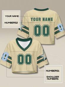 Custom Black Football Jersey Crop Top, Personalized Street Style For Women, City Print, Free Design, Fast Shipping, Off-Shoulder Design - Champagne - View 2