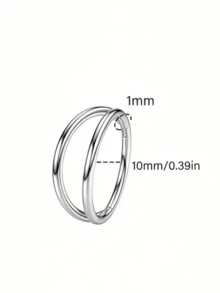 1个无缝不锈钢闭合式鼻环。人体穿孔饰品。单耳双环耳环男女皆宜，可作为鼻环/耳环/唇环佩戴，并可装饰耳软骨、耳垂、耳屏、鼻子、鼻孔、嘴唇等部位。女士鼻环。鼻中隔环。 - 銀色 - 查看 11