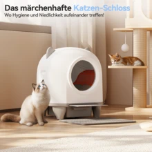 DEVOKO 90L Self-Cleaning Cat Litter Box – Automatic, Pet-Friendly Cat Litter Box With Cute Ear Design, 8.5-Liter Collection Container & App Control - White - View 8