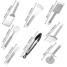 8件套奶酪披萨刀套装、不锈钢黄油刮刀、烘焙和打蛋厨房工具套装、厨房配件、家居必备品 - 白色 - 查看 11