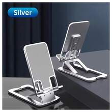 可调节折叠式桌面手机支架 - 高度和角度可调节，适用于所有智能手机，兼容所有手机 - 黑色 - 查看 8