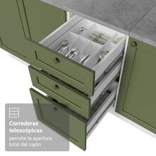 Cocina Integral Completa Modular Madesa Vik 180cm BV - Blanco y Verde - Ver 8