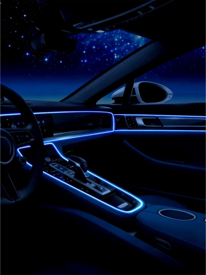 创意USB LED灯带，带边缘照明，汽车内饰装饰，即插即用汽车配件装饰灯，氛围灯，夹式发光灯带，多色环境灯