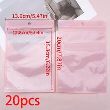 20pcs Sweet Pink Bow Zipper Bags, Transparent Resealable, Suitable For Jewelry Packaging, Small Retail Item Display, Gift Party Packaging - Pink - View 12