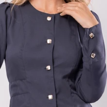 Women's Long Sleeve Button Gabardine Lab Coat Oli - Navy Blue - View 4