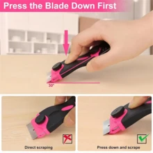 1 Set Multi-Functional Scraper Knife, Includes 1 Pink Dual-Head Scraper, 10 Metal Blades, 10 Plastic Blades. Suitable For Floor Cleaning, Glass Sticker Removal, Kitchen Decontamination, Beauty Crevice Construction, Home Decor, Outdoor Advertising, And More. An Essential Cleaning Tool For Households And Professionals. - Pink - View 9
