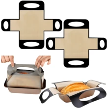 1/2pcs Reusable Silicone Bread Handles, Silicone Bread Pan Liner And Lifter, 4 Grips, Non-Stick And Easy To Clean Dough Transfer Baking Mat, Fits 9x5 Inch Or 1.5 Lb Bread Loaf Pan - Multicolor - View 1