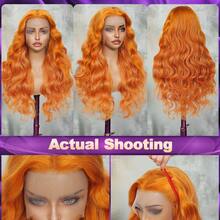 13x4 Inch HD Invisible Lace Front Wig #350 Ginger Blonde, Brazilian Virgin Hair Pre-Plucked Hairline, No Glue, Wavy Full Lace Front Wig, Mixed Texture With Baby Hair, Natural Hairline - S350 - View 3