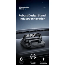 360°旋转车载手机支架，临时停车卡车手机支架，适用于汽车仪表盘和牌照架 - 黑色 - 查看 7