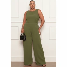 Women's Plus Size Long Elegant Formal Jumpsuit Duna - Màu xanh Ô liu - Xem 1