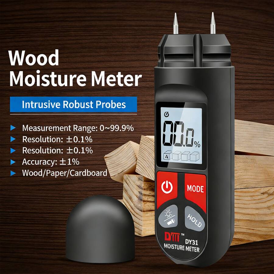 New Digital Wooden Moisture Meter, Professional Wood Humidity Tester, Portable Wood Moisture Detector DY31 With High-Definition LCD Display - DY31 - View 1